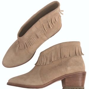 Joie Makena Western Suede Fringe Bootie Sz 7